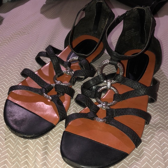 black and silver gladiator sandals